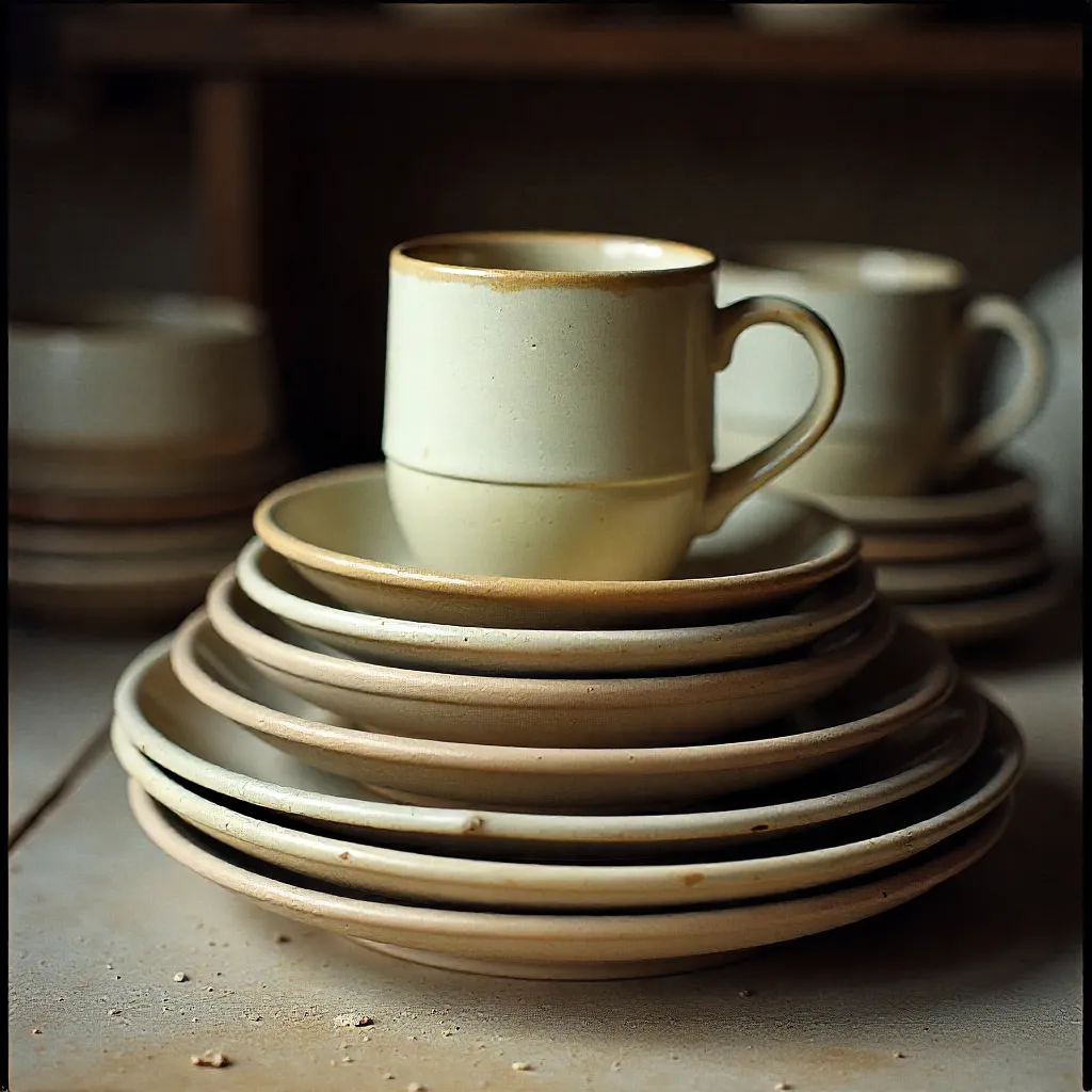 Ceramic plate with mineral texture